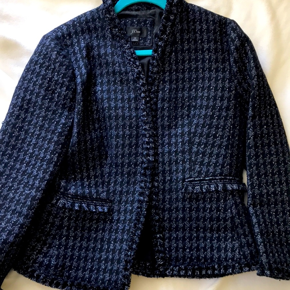 Jcrew going out blazer in HOUNDSTOOTH metallic tweed size 12